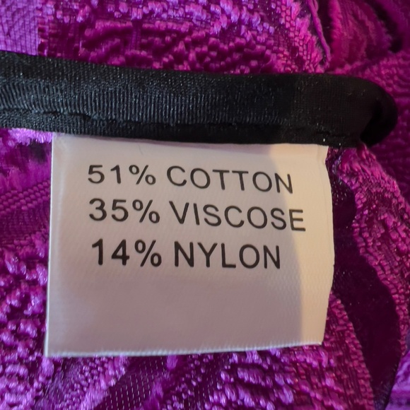 #A247 NANCY COCKTAIL CHIC PURPLE GEOMETRIC RUNWAY INSPIRED PUFF SLEEVE TOP NWT L - Picture 5 of 8